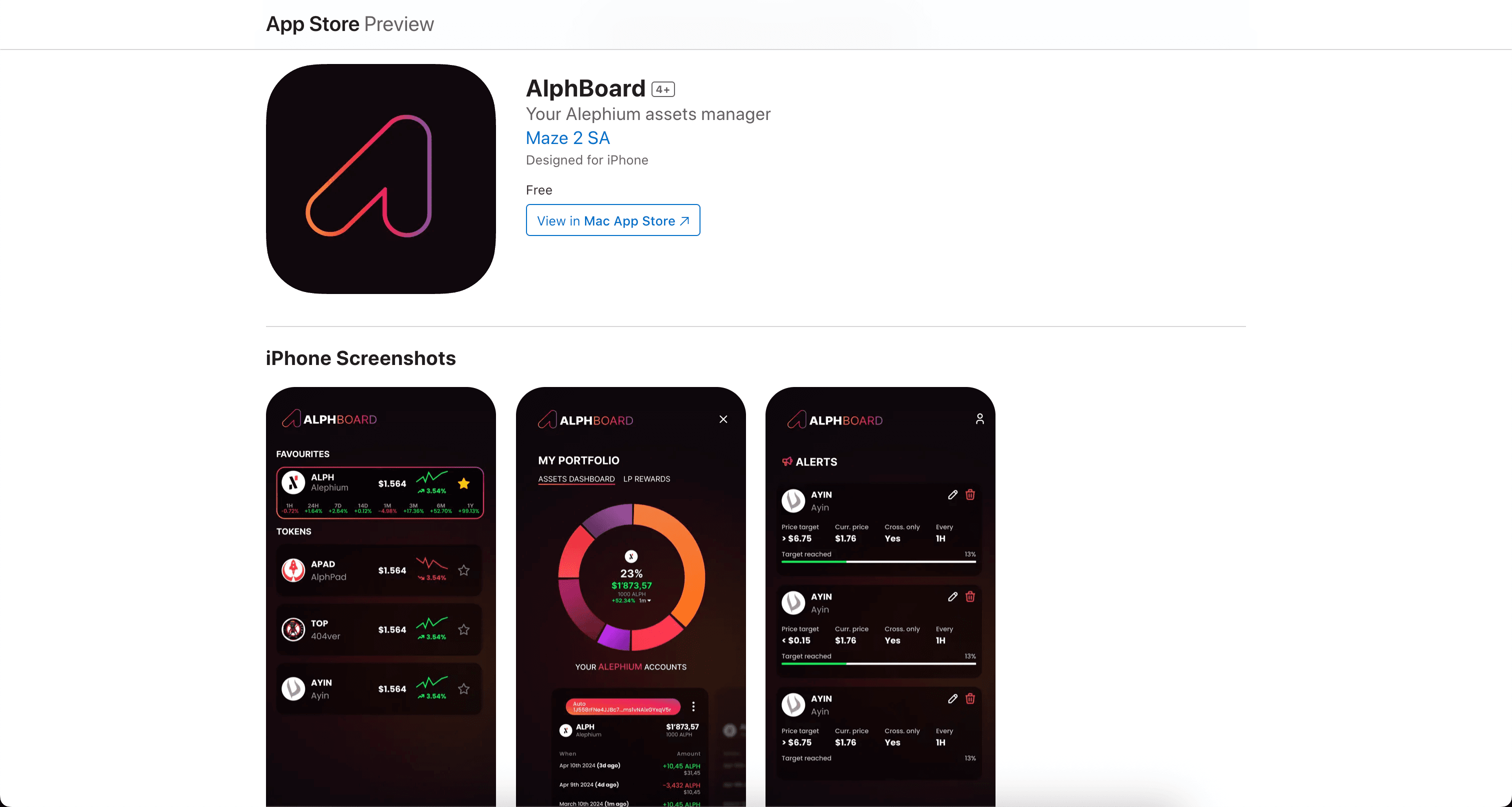 Alphboard - Crypto Assets Manager
